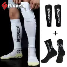 Hulveo 2 Pçs Conjunto Masculino Meias De Futebol Esportes Aperto Perna Capa Adulto Antiderrapante Basquete