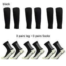 3 pares de leggings + 3 pares de meias de futebol meias de futebol masculinas e joelheiras mangas de panturrilha adulto