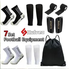 Conjunto de 7 peças meias de futebol masculino feminino antiderrapante bezerro meias esportivas conjunto equipamento de