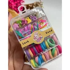 Kit Presilhas e Elásticos para Cabelo Infantil - Colorido com Caixinha Fofa.