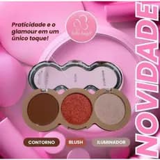 Paleta De Blush, Iluminador e Contorno Trio Facial Maquiagem Belle Angel.