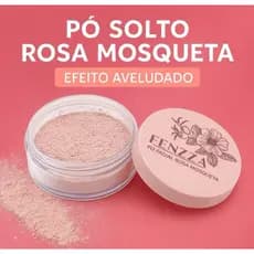Pó Solto Facil Rosa Mosqueta Translúcido Maquiagem para Rosto Matte Pele Oleosa Fenzza.