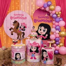 Kit Turma da Boiadeirinha Capa Painel Redondo + Capas de Cilindro Festa Infantil Ana Caste Lançamento