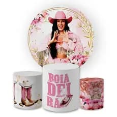 Kit Capas Painel Redondo + Trio Cilindro Decoração An@ Castel@ Boiadeira Sertanejo Veste Fácil