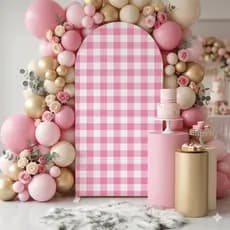 Painel Romano Sublimado Xadrez Rosa Festa Junina Decoração Para Pegue e Monte Bibi Paineis Oferta