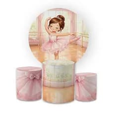 Kit Capa Painel redondo + Trio Cilindros Bailarina Cute Veste Fácil Sublimadas Bibi Paineis Oferta