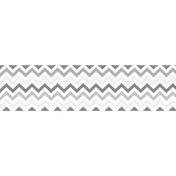 Faixa Decorativa Papel de Parede Quarto Infantil Zig Zag Cinza Kit 4 Unidades