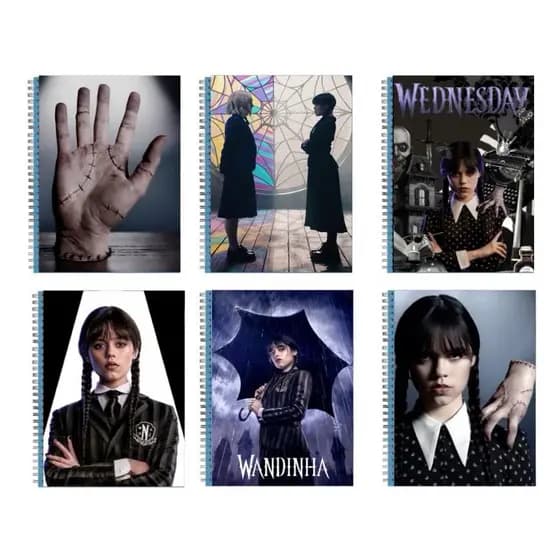 Kit 6 Adesivos Para Capa de Caderno Wandinha Addams