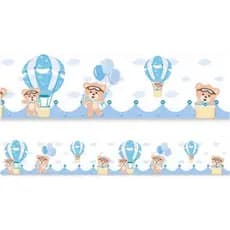 Kit 4 Faixas Decorativas Quarto Infantil Menino Urso Balão