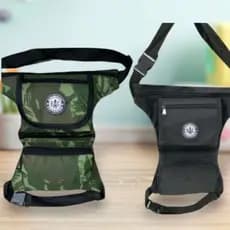 kit pochete cartucheira de perna motoboy, camping painball camuflado e preto REF 353.