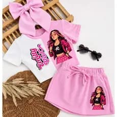 Este lindo conjunto infantil juvenil é a escolha perfeita para meninas cheias de estilo e personalidade. Com um design m