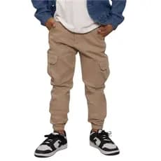 Calça Jogger Juvenil Infantil E Adulto Sarja Cargo Punho  8 AO GG
