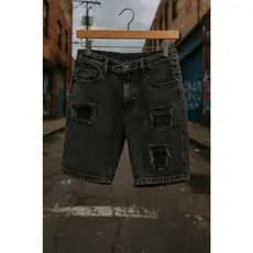 Bermuda Cargo Masculino Rasgada Skatista Streetwear Preta Mescla Cinza Grafite