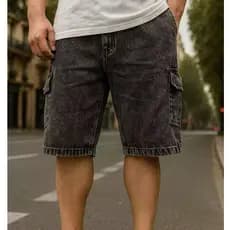 Bermuda Cargo Masculino Bolso Lateral Skatista Streetwear Preta Mescla Cinza Grafite P ao GG