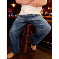 Calça Jeans Masculina Reta Wide Leg | Lavagem Vintage | Perna Larga e Barra Solta Estilo Street 38-48