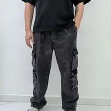 Calça Cargo  Jeans Masculina Original Larga com 8 Bolsos Grandes COM CORDAO NA CINTURA