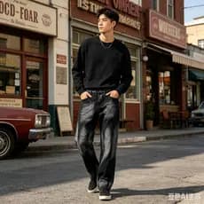 Primavera em Inverno Calça Balão Calca Jeans Masculina Bag Boca Larga Streetwear