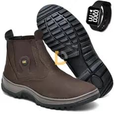 Bota Botina Coturno Masculina Caterpillar Calce Facil + Relógio aprova d'agua