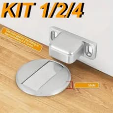 Kit 1/2/4 Trava Prendedor Batetor Fixador de Porta Magnético Adesivo Amortece Impacto Inox Cromado