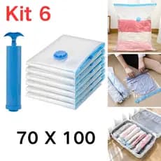 Kit 6 Saco A Vacuo 70X100 Organizador Edredom Cobertor Roupa P/Organizador de Guarda Roupa