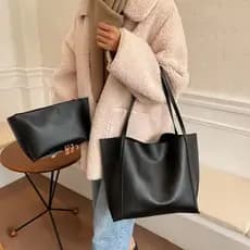 Conjunto de 2 Bolsas Tote Retrô de Grande Capacidade, Nova Bolsa Tote/Sacola Retrô Moderna