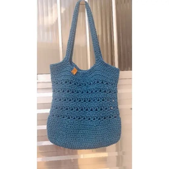 Bolsa de Crochê Feminina/Bolsa de Ombro/Bolsa Milão/ Bolsa Tricolor/Bolsa Azul