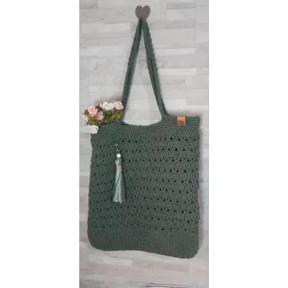 Bolsa Feminina/Artesanal de Crochê/Bolsa Milão/Sacola/Moda Praia e Casual/Verão
