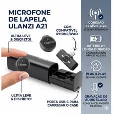 Microfone De Lapela Sem Fio ULANZI A21 Mini Bluetooth 20dB Redução De Ruído Para Type-C