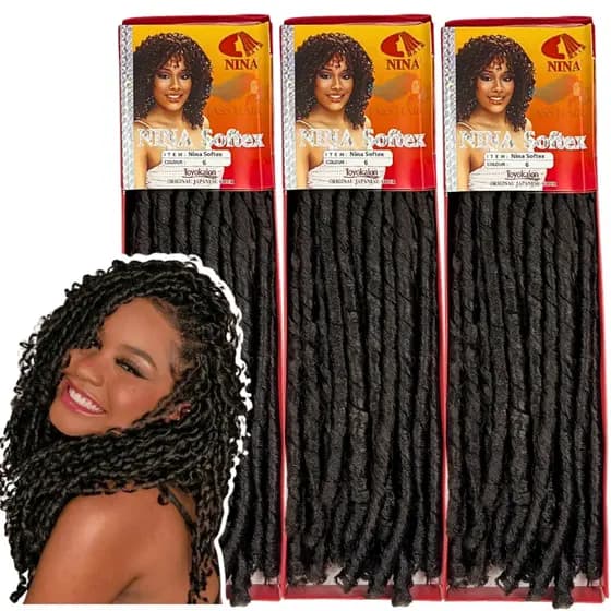 Kit 3 Cabelo Nina Softex Cacheado Crochet Braid