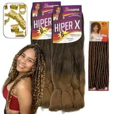 Kit Tranças Gypsy 2 Jumbo Super Jumbão Hiper x + 1 Cacho Nina Softex + Anéis