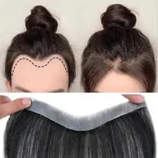 cabelo adesivo humano Peruca Frontal Para Mulheres , Extensão De Cabelo Preto Natural , Franja , Testa , Brasileiro