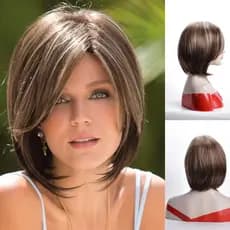 peruca cabelo humano loira, Perucas Bob Marrom Para Mulheres Brancas , Peruca Curta E Reta Com Parte Lateral