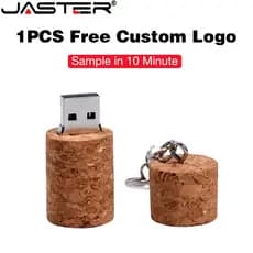 JASTER Cortiça De Madeira 2.0 USB Flash Drive 128GB Bung Gift Chaveiro Pen Drives 64GB Business Wedding Memory Stick 32G