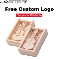 JASTER Guitarra De Madeira USB Flash Drives 128GB Grátis Logotipo Personalizado Pen Drive 64GB Caixa De Presente Memory