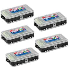 Kit 5 Caixa Multiuso Estojo Organizador Compacto Divisórias 2 Lados Resistente Maleta Guarda Objeto
