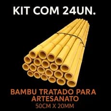 Kit 24 Bambu Tratado para Artesanato 50cm x 20mm Jardinagem Decoração DIY Móvel Jardim Festa