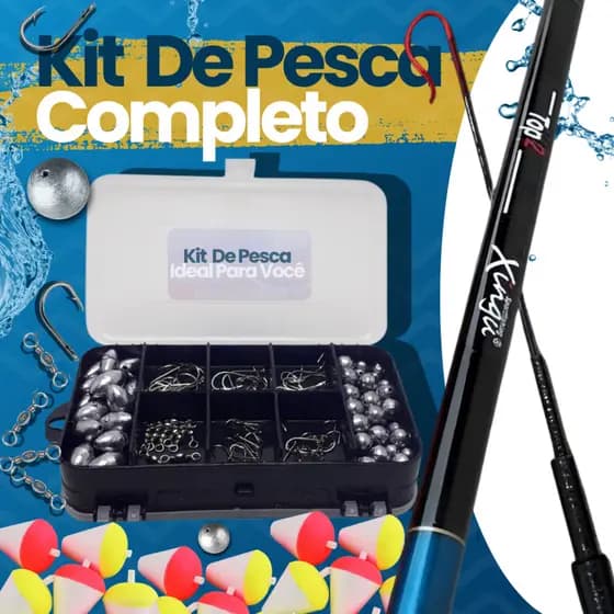 Kit Pesca Vara Telescópica e Kit Completo Acessórios para Pesca Caniço Enrolador de Linha Maleta Caixa Organizadora