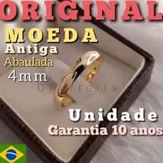 ALIANÇA MOEDA ANTIGA ORIGINAL (UNIDADE) 4MM ABAULADA