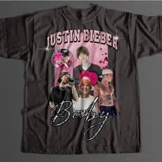 Camiseta Unissex JUSTIN BIEBER   VINTAGE BOOTLEG NOVIDADE