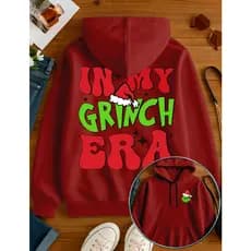 Blusa De Frio Para o Natal Grinch V3 Unissex Streetwear Moletom 2 Cabos Estampa Em DTF