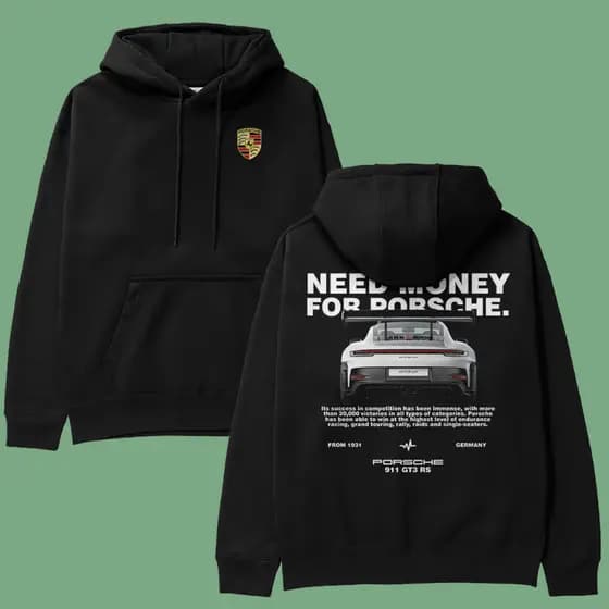 Moletom Need Money For Porsche Streetwear Carros Estampa Em DTF Agasalho