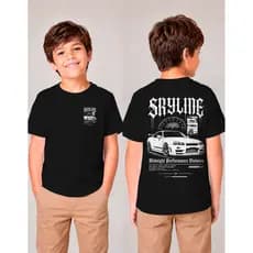 Camiseta Infantil Skyline JDM Unissex Streetwear 100% Algodão Premium Estampa Exclusiva Car Culture