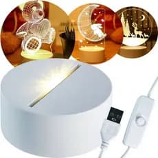 Base Luminária de Led Branco Quente USB Base Branco/Preto