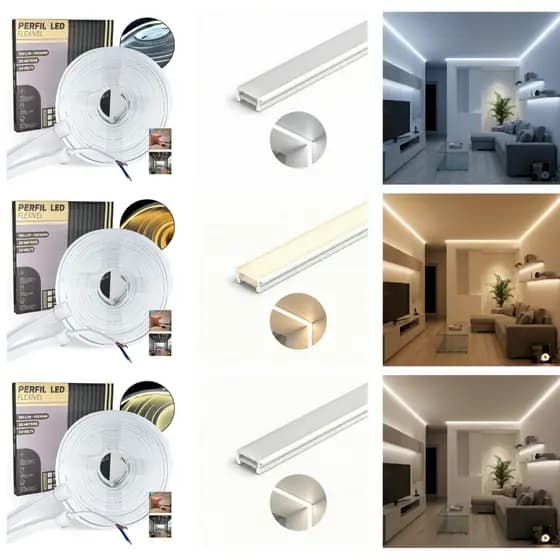 Kit 20 Metros Perfil Sobrepor Alumínio Acompanha Fita Led Slim Branco