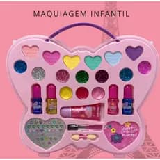 Kit Estojo de Maquiagem Infantil Não Tóxico Com alça Menina Borboleta