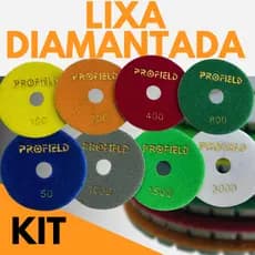 kit Lixa d'agua Diamantada Brilho Porcelanato, Mármore Grãos 50, 100, 200, 400, 800, 1000, 1500 3000