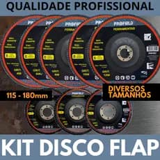 Kit Com 5 e 10 Pçs Disco Flap Zircônio 115mm, 180mm Para Ferro, Aço, latão, Grãos 40, 60, 80, 100, 120