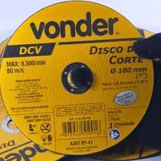 KIT 3 e 5 Disco de Corte INOX - 180 mm 1,6 mm 22,23 mm (7/8") - Corte Fino Para Acabamento - Vonder