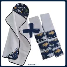 Toalha de Banho Bebe Dupla Camada + 6 Toalhas de Ombro para Bebê  Estampada