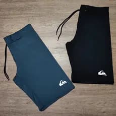 Kit com 2 Bermudas Elastano Tactel Preta/Cinza Escuro Lisa
